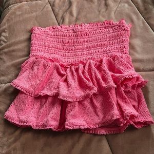 Vici Bubblegum Smocked Ruffle Top